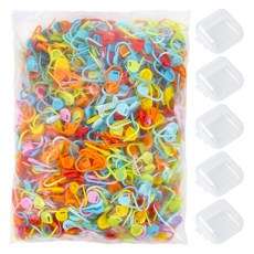 Knitt 記號圈 1000p + 迷你飾品配件收納盒 5p 組, 混合色, 1套