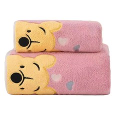 Woni's 熊熊浴巾 + 毛巾組 純棉紗, 粉紅色, 1套