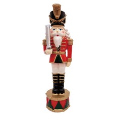 聖誕羽毛帽爺爺士兵立式裝飾品, 1個, 紅色, 22cm