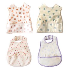 와이엠마마 유아용 방수 턱받이 4종 세트, 조끼형 베어, 조끼형 공룡, 일반형 하트, 일반형 앨리스, 1세트