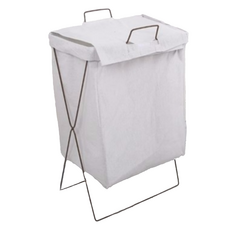 Taminayo 可愛粗框架附蓋洗衣籃, 白色