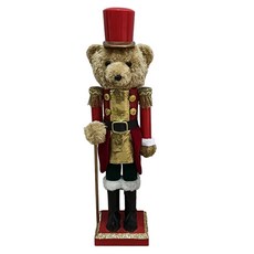 聖誕節小熊士兵裝飾品, 紅色 + 棕色,L(40cm), 1個