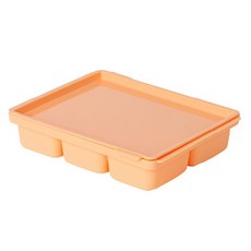 LALA&MORE 副食品軟矽膠方塊盒 6格, 1個, 沙漠珊瑚色