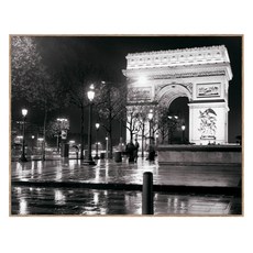 아트마트 빈티지 흑백 사진 포스터 Night-Arc de Triomphe 토비 반데네크, 알루미늄 우드