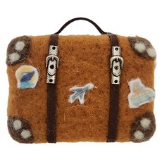 聖誕毛氈行李箱樹木裝飾品, 1個, 棕色, 9cm