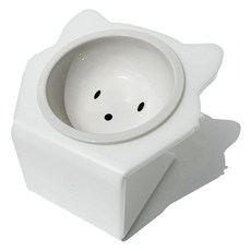 Maggie & Bo 寵物壓克力斜面食碗 Kitty支架 + 陶瓷單碗組, 1套, 白色