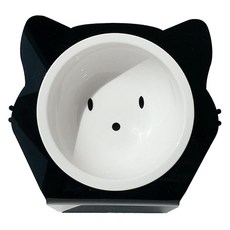 Maggie & Bo 寵物壓克力斜面食碗 Kitty支架 + 陶瓷單碗組, 1套, 黑色