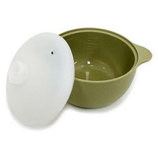 矽膠微波爐圓形蒸鍋 小, 1個, 橄欖綠