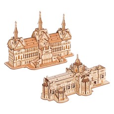 WOODABLE 立體拼圖 泰國建築A 2件組 XE-G015A, 混色, 1個