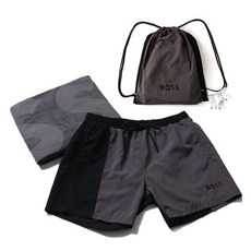 HUGO BOSS 男士沙灘防曬短褲 + 毛巾 + 包款套裝