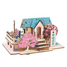 우더블 입체퍼즐 벚꽃파란집 HD02, 혼합색상, 57피스, 1개