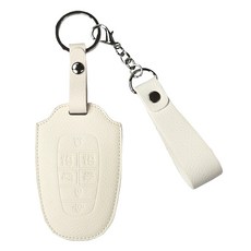오시에나 자동차 가죽 스마트 차키케이스 스프링 키홀더, 화이트, 현대G타입(7버튼)