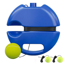 Just Pick網球回球 3入+自助練習器單人訓練固定水壺組, 藍色(固定水容器), 1組