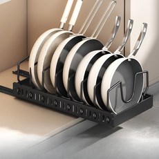 ProLiving 廚房水槽滑動式平底鍋鍋子鍋蓋碗盤收納整理架, 1個, 7層, 黑色