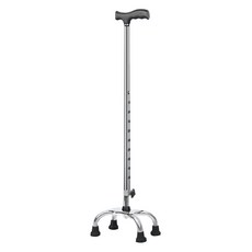 디페이브 레귤러 높이조절 스테인리스 빅 4발 노인 어르신 지팡이 실버, 1개