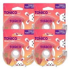 托尼可 鐵製膠帶台 辦公用易撕膠帶 18mm X 15M 透明 兔子, 4個