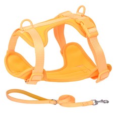 파스텔펫 반려동물 컬러 하네스 리드줄, 옐로우, 1개