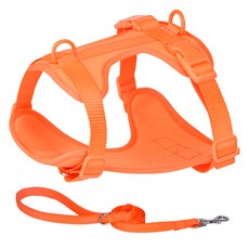 파스텔펫 반려동물 컬러 하네스 리드줄, 오렌지, 1개