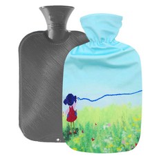 fashy 雙面條紋保溫熱水袋 2L 隨機出貨 + 春日圖案外罩套組, 1套