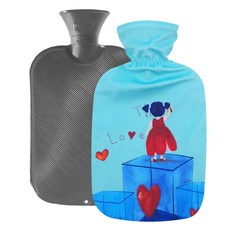 fashy 雙面羅紋保溫熱水袋 2L 隨機出貨 + 絨毛圖案設計外罩 禮盒圖案套組, 1套