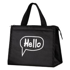 Allode 黑色藝術午餐袋, 1個, NO.01 Hello