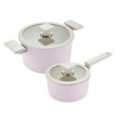 HAPPYCALL Induction Meister Edge IH鍋具組 2個, 1組, Meister Edge IH 鍋子 2 件組(16 面 + 20 面）, 粉色