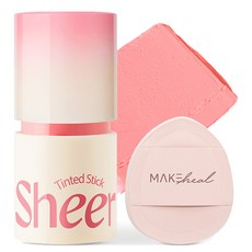 MAKEheal 潤色透亮腮紅棒 6g + 指尖粉撲組, 1個, 03 輕透粉紅