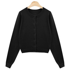 뜨개진 여성용 부드러운 베이직 라운드 니트 르키엘 가디건