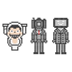 PETIT & MOM Dform積木 8mm 斯基比迪馬桶角色 3種組合包 I-(1), 混合顏色, 1套