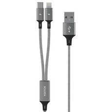 요이치 마운틴 로그 c타입 아이폰 2in1 고속 멀티 충전 케이블 8c, 70cm, 메탈, 1개