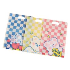 Mandeul Hobby 可愛設計拉鍊手提包裝袋 20 格紋熊3款 雙層, 100個