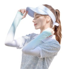 防UV雙色運動涼感袖套 雙臂穿戴組, 1套, 白色 + 薄荷綠