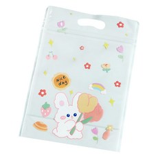 만들하비 귀여운 디자인 지퍼백 손잡이 포장 봉투 24 플라워레빗 더블, 100개