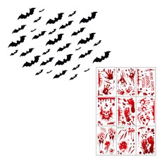 PARTYSHOW 萬聖節裝飾貼紙 血跡 + 蝙蝠裝飾 綜合32入套組, 混合顏色, 1套