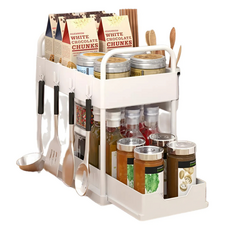 Younco 滑動式雙層廚房層架, 白色