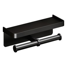 Hanbomnuri 免鑽孔寬版置物架捲筒衛生紙架, 1個, 經典黑
