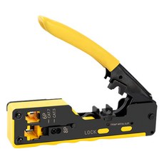 LAN Star EZ穿透式水晶頭網路壓接鉗 LS-68PN 6P6C / 8P8C / CAT5E / 6 / 7, 133mm, 1個, 黃色