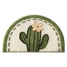 Unheve 半圓形花朵浴室防滑墊, 1個, 01 仙人掌