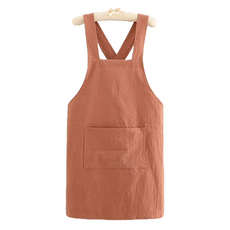 cofv 家用廚房用透氣棉質圍裙, 1個, 棕色