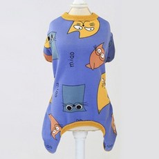 Coco studio 狗狗可愛圖案Lala刷毛連身衣, 藍色, 1個