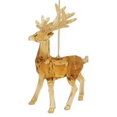 聖誕閃粉鹿角樹吊飾 B, 1個, 黃色, 15cm