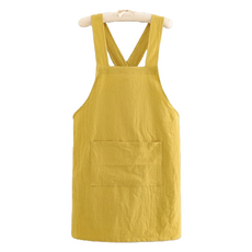 cofv 家用廚房用透氣棉質圍裙, 1個, 黃色