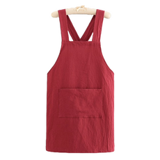 C.O.B 家用廚房用透氣棉質圍裙, 1個, 紅色