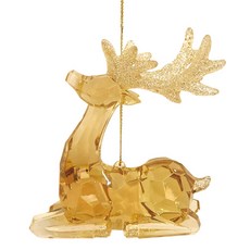 聖誕節亮粉鹿角樹裝飾品 A, 1個, 黃色, 10cm