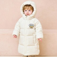 milkmile 兒童款可愛小熊刺繡長版Wellon大衣