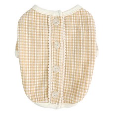 그루밍독 반려동물 영앤리치 체크 가디건 티셔츠, 베이지, 1개