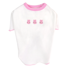 그루밍독 반려동물 세친구 물결 라운드 티셔츠, 화이트, 1개
