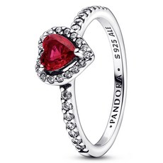 PANDORA 潘多拉 女性立體紅色愛心戒指 198421C02 +提袋+留言卡+品質保證書(百貨公司售後服務)