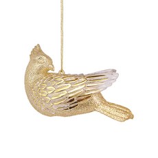 聖誕閃亮小鳥樹掛飾 B, 1個, 金色, 11cm