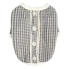 그루밍독 반려동물 영앤리치 체크 가디건 티셔츠, 검정, 1개